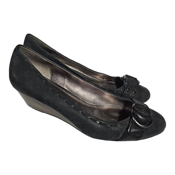 COACH "Millie" Black Nubuck Leather Wedge Pump Shoes - Size 10 - Picture 1 of 9